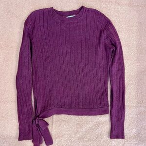 Ribbed Knit Sweater with Side Tie